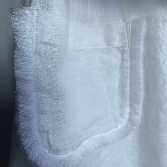 NW T J.Crew Size XL 100% Linen Raw-hem mini shirtdress In white - Picture 15 of 15